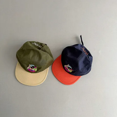 Gorra de Béisbol de Bloques de Color para Niños y Adultos Ala Plana Protección Solar Algodón Bordado Sombrero Deportivo Casual