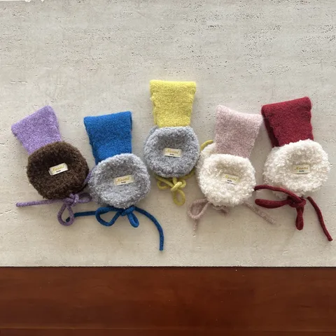 Kinder Plüsch Ohrenschützer Winter Kontrastfarbe Buchstaben Etikett Acryl Ohrenschützer Warm Faltbar Ohrenschutz Für Jungen Mädchen Kleinkinder
