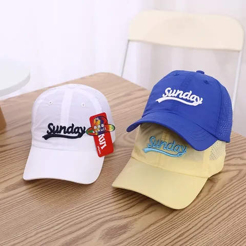 Kinder Baseballkappe Bestickte Buchstaben Atmungsaktiv Schnelltrocknend Sonnenhut Sommer Outdoor Strandkappe Kinderhut