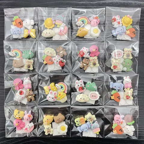 Adesivi in Resina per Cartoni Animati 3D DIY Scrapbook Custodia per Telefono Tazza Decorazione Simpatico Animale Frutta Ciondoli Flatback Accessori Artigianali