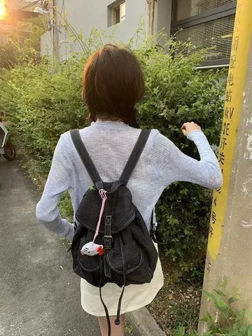 Zaino in Denim di Nicchia Stile Coreano per Donna Uomo Casual Viaggio Pendolare Leggero Borsa da Scuola in Denim Zaino Versatile