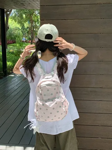 Zaino a Pois Stile Ins Coreano Leggero Casual Studente Borsa Scolastica Carino Viaggio Daypack Per Donne Ragazze