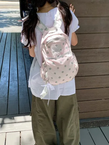 Zaino a Pois Stile Ins Coreano Leggero Casual Studente Borsa Scolastica Carino Viaggio Daypack Per Donne Ragazze