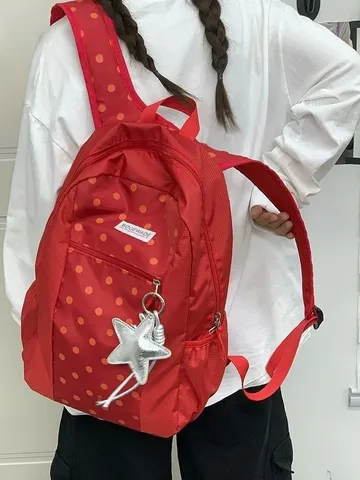 Zaino Causale in Poliestere a Pois Grande Capacità Viaggio Scuola Borsa per Laptop per Studenti Unisex