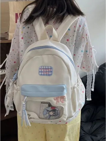 Grande Capacità Ita Bag Fiocco Carino Finestra Trasparente Zaino Scolastico Stile Ins Zaino Casuale Per Donne Ragazze