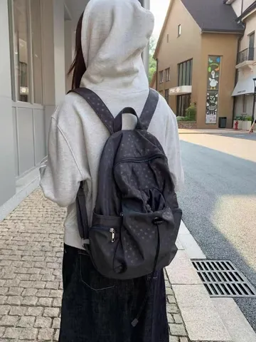 Zaino a Pois Stile Coreano Casual Collegio Scuola Borsa per Libri Leggero Viaggio Zainetto per Donne e Studenti Adolescenti