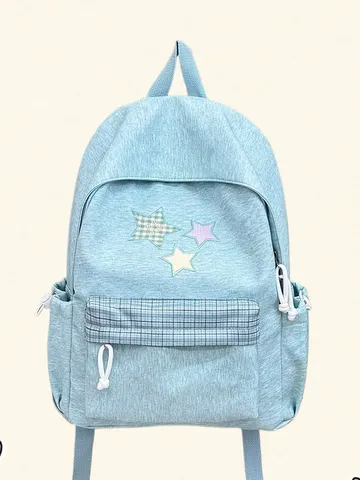 Zaino da Studente in Stile Coreano Simpatico Motivo a Stella Grande Capienza Borsa Scolastica Casual Viaggio Donna