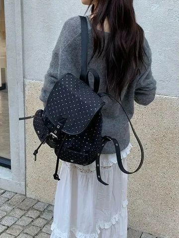 Zaino Casual a Pois Stile Coreano Grande Capacità Leggero Viaggio Scuola per Donne