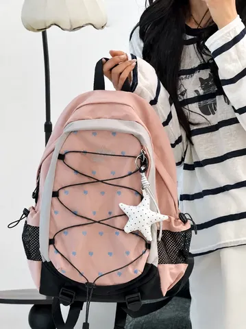 Zaino in Nylon Casual in Stile Coreano Borsa da Scuola di Grande Capacita per Adolescenti Viaggio Commuter Daypack