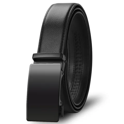 Herren Echtes Leder Automatische Schnalle Gürtel Business Casual Anzuggürtel Einfarbig Metallschleife Bund Für Herren