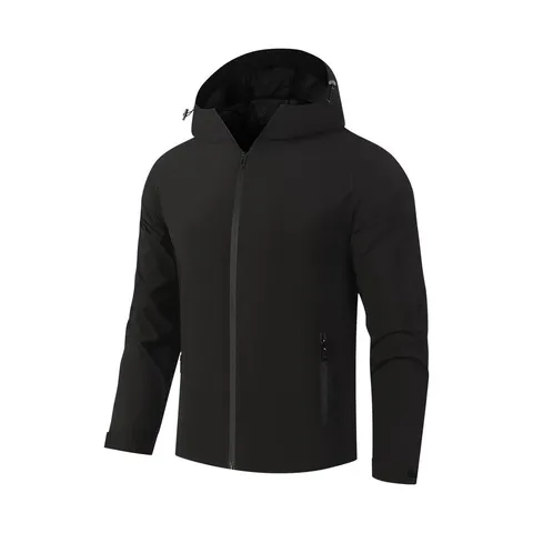 Men's Windproof Hooded Jacket Solid Color Lightweight Breathable Windbreaker Top For Outdoor Climbing Hiking Daily Wear