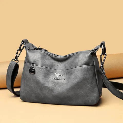 Elegante PU Leren Schoudertas Voor Dames Grote Capaciteit Meerlaagse Crossbody Tas Zacht Leren Handtas Voor Moeders Dagelijks Gebruik