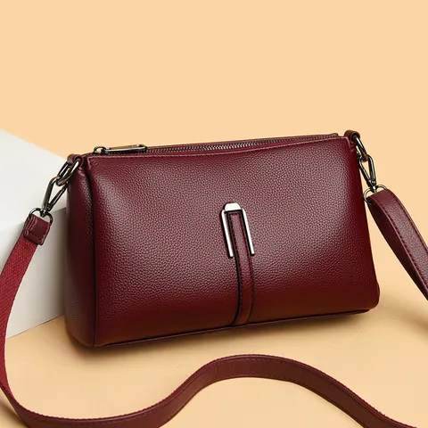 Dames Retro Minimalistische PU Leren Crossbodytas Mode Lychee Patroon Stiksel Schoudertas Veelzijdige Woon-werk Handtas Reiszakje