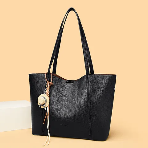 Dames Grote Capaciteit PU Leer Tote Bag Mode Schoudertas Met Strohoed Decor Crossbody Tas Boodschappentas Voor Dagelijks