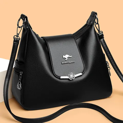 Dames Zachte PU Leren Gelaagde Crossbodytas Met Grote Capaciteit Mode Trendy Litchi Textuur Schoudertas Voor Dagelijks Woon-Werkverkeer