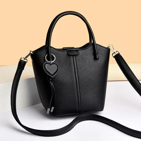 Dames Retro PU Leer Handtas Eenvoudig Mode Schoudertas Stiksels Tote Met Hartbedel Dames Woon-werkverkeer Portemonnee