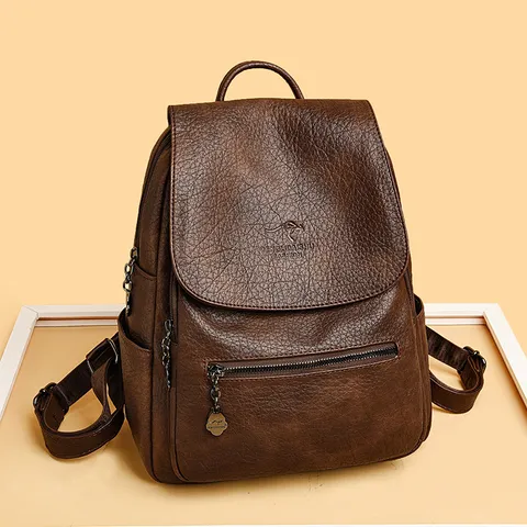 Vrouwen Grote Capaciteit PU Leer Rugzak Vintage Retro Student Schooltas Waterdicht Anti Diefstal Reizen Mode Rugzak
