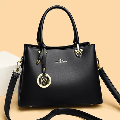 Dames Handtas van Zacht PU-leer Elegante Schoudertas Crossbodytas Met Metalen Bedeltje Kangoeroe Logo Moeder Dagelijkse Tas