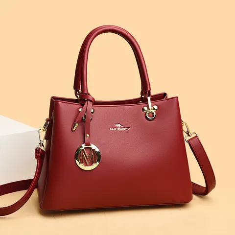 Dames Handtas van Zacht PU-leer Elegante Schoudertas Crossbodytas Met Metalen Bedeltje Kangoeroe Logo Moeder Dagelijkse Tas