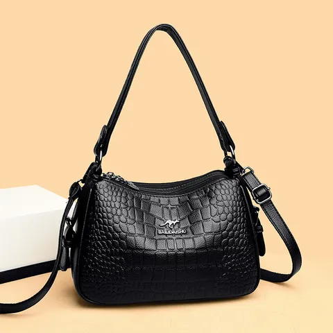 Vrouwen Retro Krokodillenpatroon PU Leer Schoudertas Reliëf Crossbodytas Letter Decor Kleine Vierkante Tas Mode Satchel Voor Reizen Casual