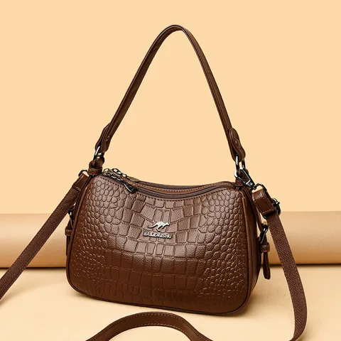 Vrouwen Retro Krokodillenpatroon PU Leer Schoudertas Reliëf Crossbodytas Letter Decor Kleine Vierkante Tas Mode Satchel Voor Reizen Casual