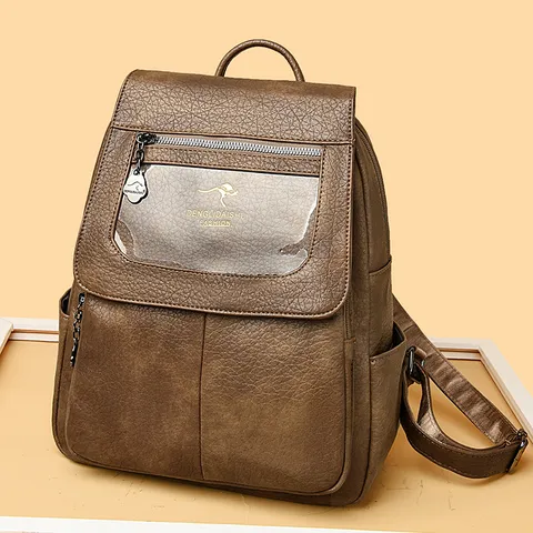 Dames Mode PU Leren Rugzak Antidiefstal Grote Capaciteit Casual Reizen Schooltas Koreaanse Vintage Zachte Leren Schoudertas