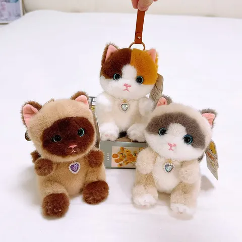 Carino Gatto Peluche Giocattolo Ciondolo Animale Imbottito Gattino Bambola Portachiavi Soffice Borsa Ciondolo