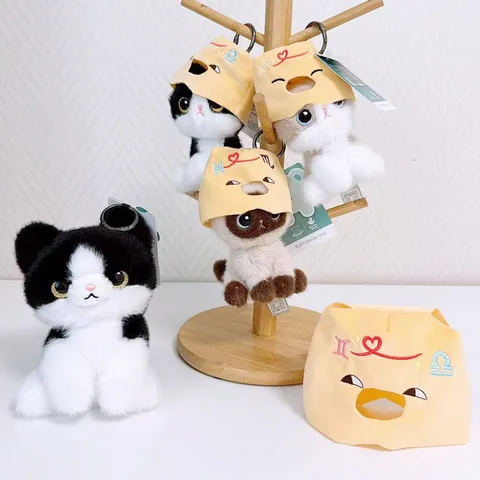 Portachiavi in Peluche di Gatto Carino Bambola di Peluche Con Cappuccio di Costellazione Ciondolo per Borsa Per Regali