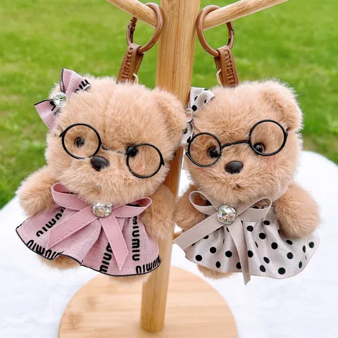 Cute Fox Cat Bear Plush Doll Pendant Soft Stuffed Animal Keychain Bag Charm Fashion Animal Hanging Ornament Gift