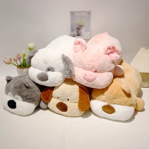 Carino Animale Peluche Sdraiato Morbido Imbottito Cucciolo Coniglio Dalmatino Shiba Inu Bambola Cuscino Abbraccio Confortevole Regalo Bambini Decorazione Casa