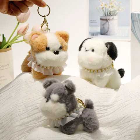 Simpatico Cucciolo di Simulazione Giocattolo di Peluche Portachiavi Morbido Animale Impagliato Cane Bambola Pendente Regalo di Compleanno Per Bambini Teenagers