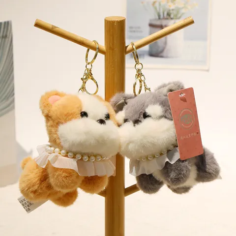 Simpatico Cucciolo di Simulazione Giocattolo di Peluche Portachiavi Morbido Animale Impagliato Cane Bambola Pendente Regalo di Compleanno Per Bambini Teenagers