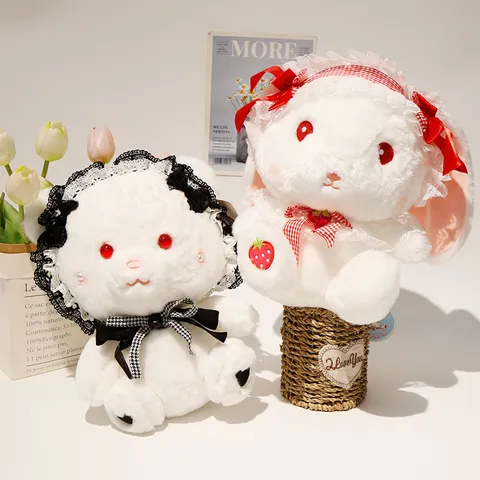 Niedliches Lolita Plüschtier Kuscheltier Kaninchen Bär Einhorn Weiche Puppe Kissen Geschenk Mit Spitzen-Schleife