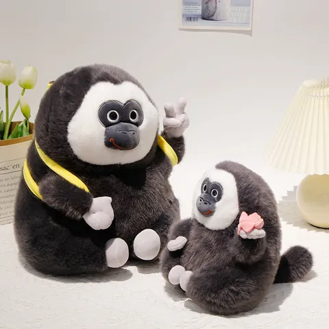 Scimmia Monaco Faccia Bianca Peluche Carino Bambola Animale Stuffed Con Zaino Banana Loto Giocattolo Antistress