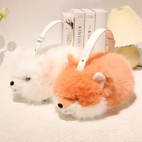 Carino Simulazione Gatto Volpe Peluche Animale di Peluche Morbido Bambola di Cashmere di Visone Borsa a Tracolla Regalo