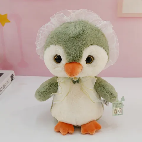 Adorabile Peluche Pinguino Lolita Animale Imbottito Morbido Cuscino Con Finitura in Pizzo Fiocco Regalo Per Ragazze Donne Decorazione Stanza