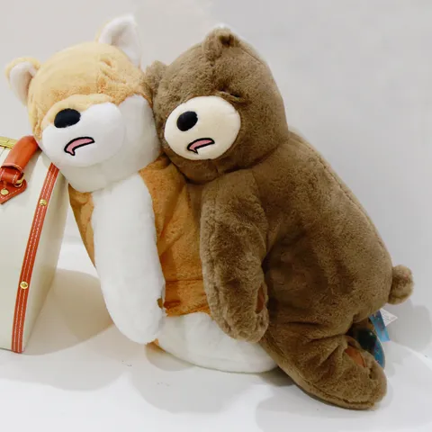 Simpatico Peluche Simulato Husky Shiba Inu Animale Imbottito Cuscino Morbido Compagno di Sonno Arredamento Casa