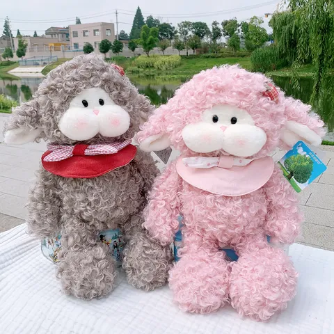 Carino Peluche Di Pecora Con Capelli Ricci Giocattolo Di Stoffa Morbido E Soffice Agnolo Dei Cartoni Animati Giocattolo Compagno Per Bambini Decorazione Della Stanza Regalo