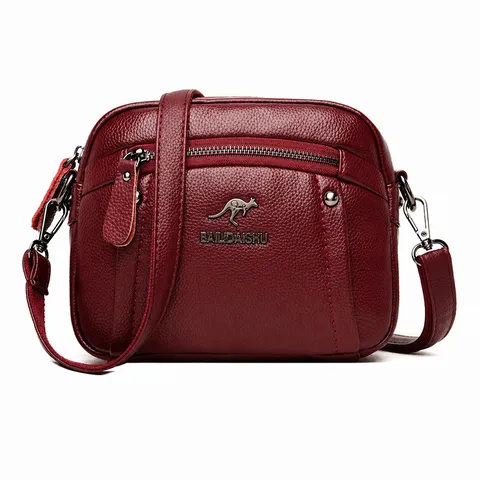 Dames Meerlaagse Schoudertas Mode Veelzijdige Zachte PU Leren Handtas Casual