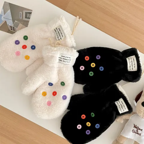 Winter Plüsch Knopf Fäustlinge Für Damen Dick Warm Winddicht Radfahren Skifahren Fleece Gefüttert Handwärmer Für Mädchen Outdoor Mode Kaltes Wetter