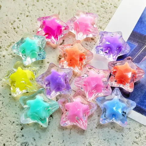 Abalorios Transparentes de Estrella de Cinco Puntas Acrílicos Colores Mixed Abalorios Sueltos Espaciadores Para Pulsera DIY Fabricación de Joyas
