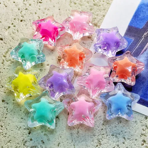 Abalorios Transparentes de Estrella de Cinco Puntas Acrílicos Colores Mixed Abalorios Sueltos Espaciadores Para Pulsera DIY Fabricación de Joyas