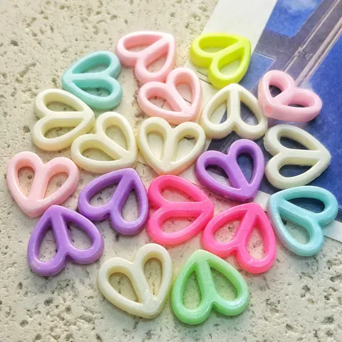 Cuentas Acrílicas Corazón Hueco Colorido Cuentas De Plástico Mixtas Para Fabricación De Joyas Infantiles DIY Pulsera Y Collar