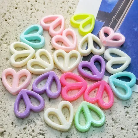 Cuentas Acrílicas Corazón Hueco Colorido Cuentas De Plástico Mixtas Para Fabricación De Joyas Infantiles DIY Pulsera Y Collar