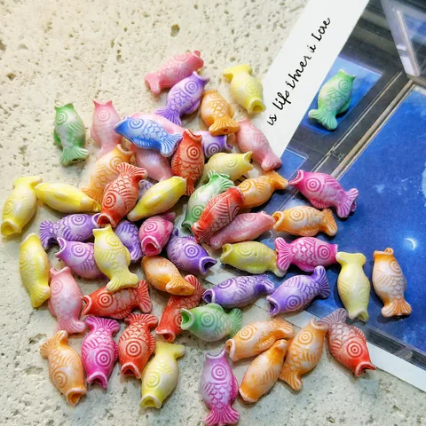 Cuentas de Pescado de Acrílico Colorido Color Mezclado Tema Marino DIY Fabricación de Joyas para Pulseras y Collares