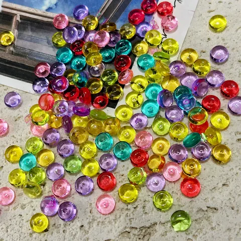 Colorful Acrylic Flat Round Beads DIY Material For Slime Crystal Mud Accessories Plastic Loose Beads For Jewelry Making