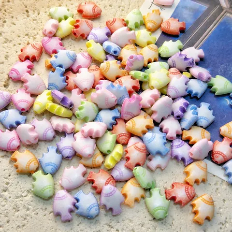 Cuentas de Pez de Plástico Multicolor Serie Océano Cuentas Sueltas Accesorios de Fabricación de Joyas DIY para Niños Pulsera Collar Manualidades
