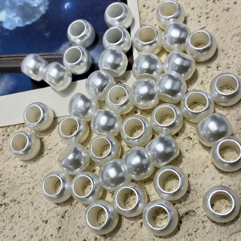 Pearl White Imitation Pearl Acrylic Loose Beads Baking Paint DIY Jewelry Making Phone Chain Beading Accessories