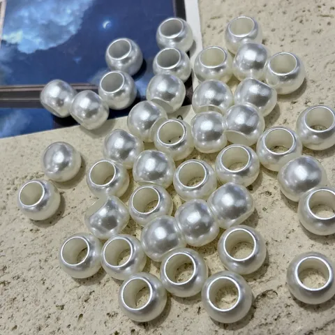 Pearl White Imitation Pearl Acrylic Loose Beads Baking Paint DIY Jewelry Making Phone Chain Beading Accessories