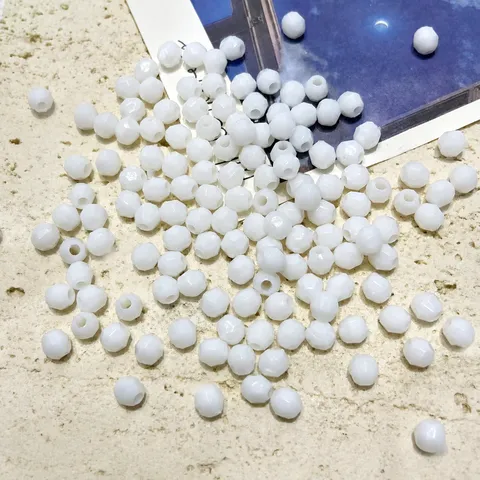White Large Hole Faceted Acrylic Plastic Loose Beads For DIY Jewelry Making Phone Chain Craft Accessories
